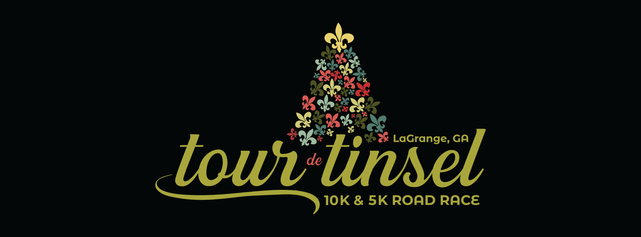 Promotional graphic for Tour de Tinsel, a 5k/10k race in LaGrange, Georgia.