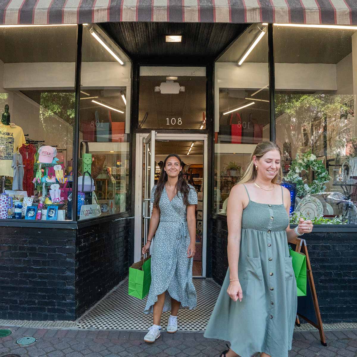 Two women shop while visiting downtown LaGrange, Georgia.