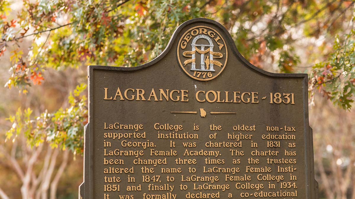 Historical marker - LaGrange College - Georgia