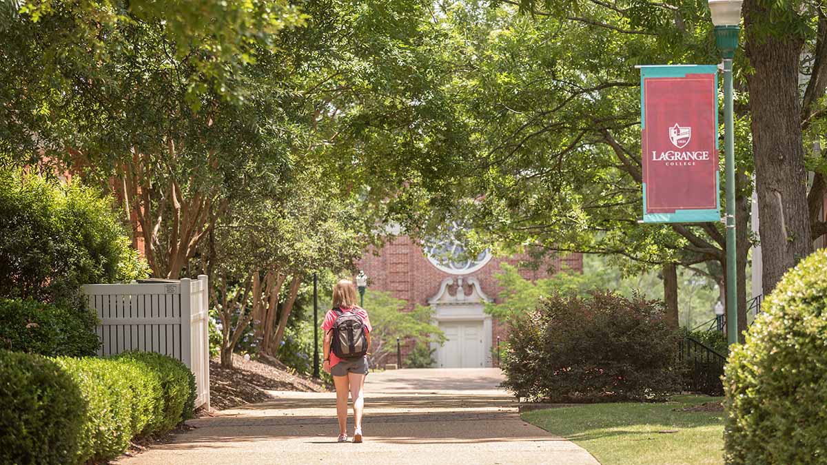 Student walking on campus - LaGrange College - Georgia