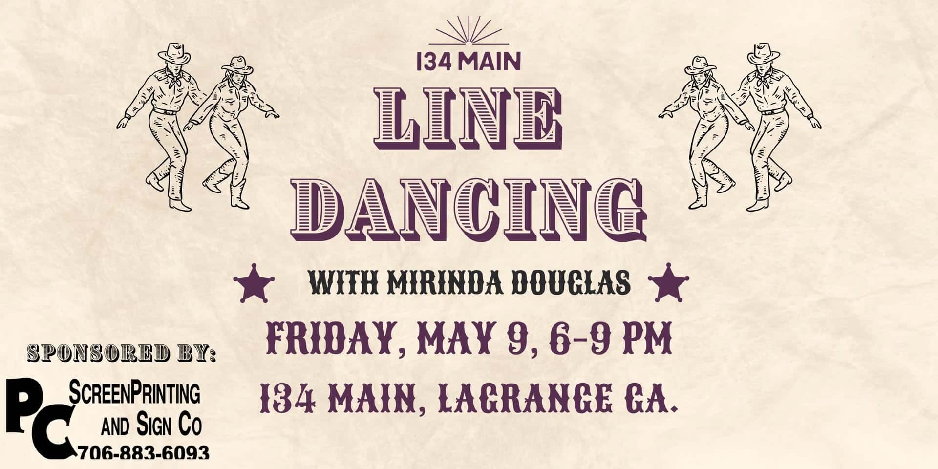 Line Dancing with Mirinda Douglas poster - 134 Main - Visit LaGrange, Georgia