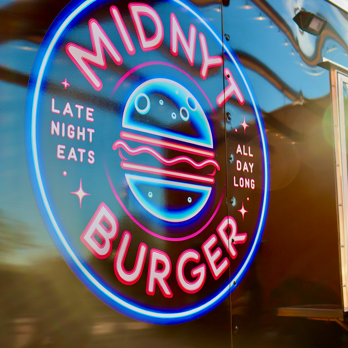 Midnyt Burger logo, in LaGrange, Georgia.