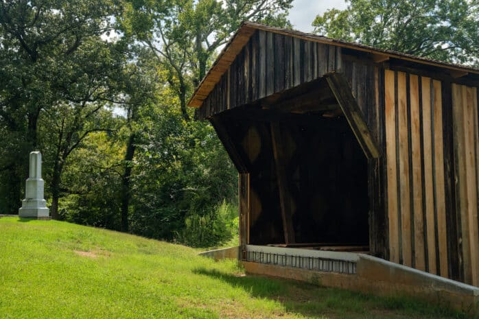 Horace King's truss-style covered bridge, located near his grave at Mulberry Street Cemetery in LaGrange, Georgia.