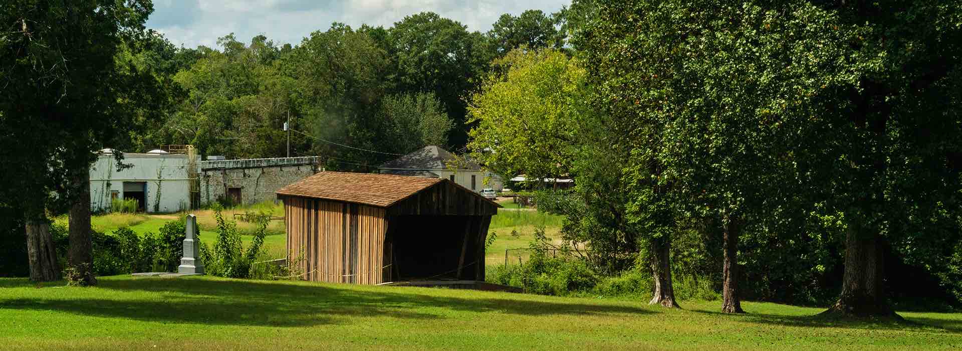 Horace King's truss-style covered bridge, located near his grave at Mulberry Street Cemetery in LaGrange, Georgia.