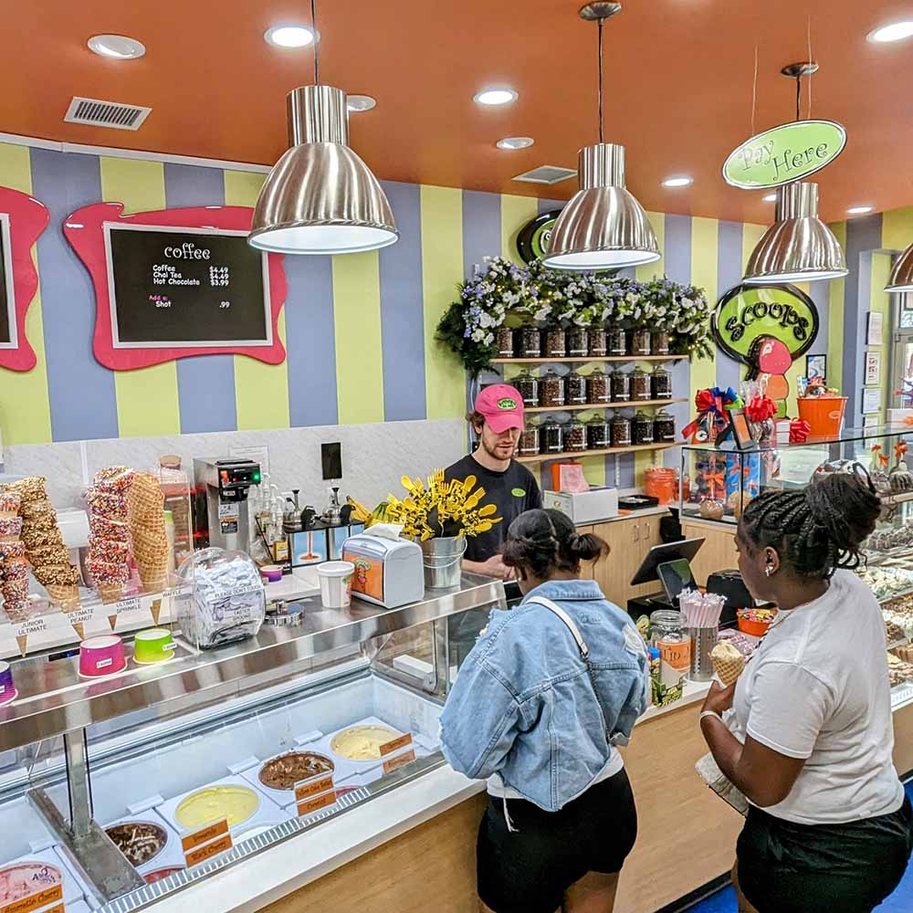 The interior of Scoops Ice Cream Shop in downtown LaGrange, Georgia.
